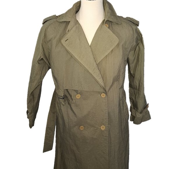 Double Breasted Trench Rain Coat Vintage 80s 90s Rare Find - Picture 3 of 6